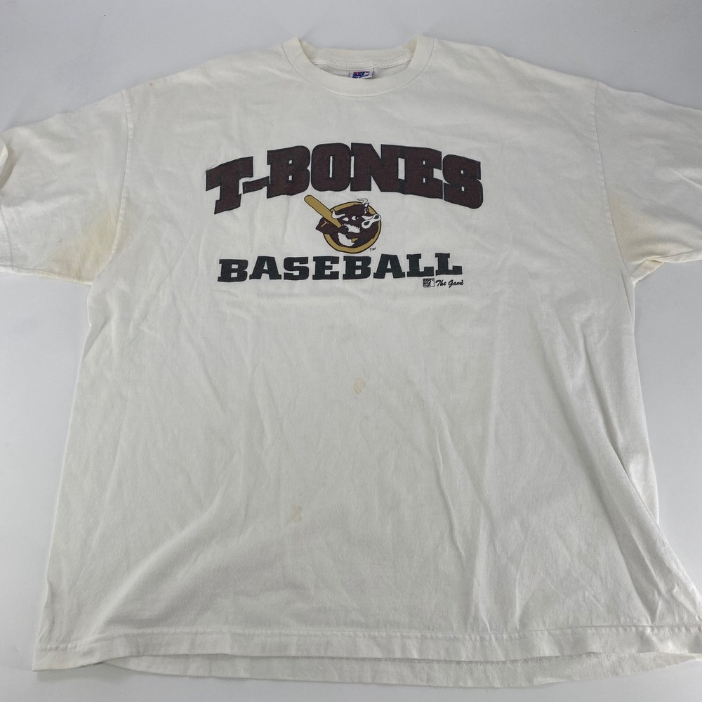 The Game Mens XX Large T Bones Baseball T Shirt White Short Sleeve Graphic Tee